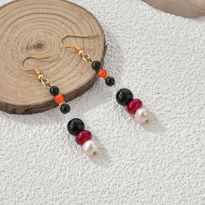 Pendientes colgantes de cuentas de perlas de piedra natural multicolor de moda Bohemia para regalo - Product Image 3