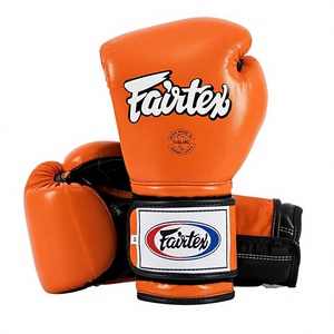 Guantes de Boxeo Muay Thai Fairtex de Alta Calidad, de Cuero Vacuno Auténtico Color Naranja, para Adultos, con Cierre de Gancho y Bucle, Dedos Completos, Transpirables y que Absorben la Humedad - Product Image 1
