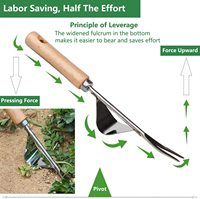 Herramienta Manual de deshierbe para jardín, deshierbe de acero inoxidable resistente a la corrosión, 12 pulgadas, HW01A