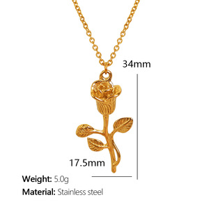 18K mạ vàng thanh lịch thép không gỉ Rose Flower Mặt dây chuyền vòng cổ chất lượng cao lãng mạn hợp thời trang chains bán buôn Quà Tặng - Product Image 5
