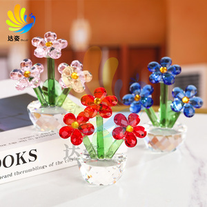 Fleur artificielle en cristal éblouissant à cinq pétales, faite à la main, décoration d'intérieur, artisanat pour le salon - Product Image 1