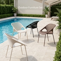 Ensemble de salle à manger d'extérieur minimaliste à prix d'usine, mobilier de jardin en PP imperméable, table et chaises modernes pour hôtel et bistrot