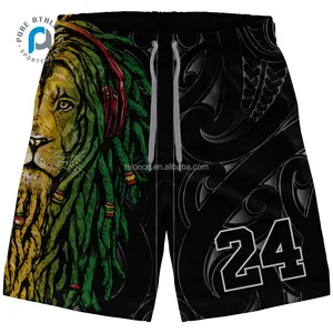 Reine maoris rasta doppelnetz basketballshorts großhandel lauftraining im freien Übung sublimation basketballshorts hosen