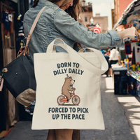 Sac fourre-tout Dally Bear Cycling Bear, sacs de courses réutilisables en toile, importés, lavables en machine