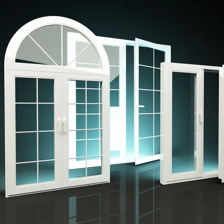 Arche de fenêtre coulissante circulaire, dispositif français, en verre, arc décoratif, demi-rond avec grille, fixe, pièces