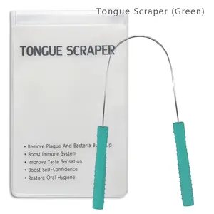 Factory Tongue Cleaner Scraper 304 Stainless Steel And Eco Friendly Silicone Handle Tongue Cleaning Tool