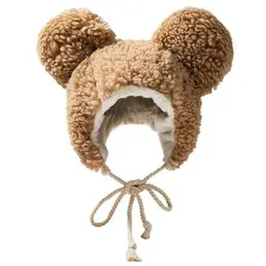 Women Cute Plush Animal Bear Fleece Winter Hat Warm Ear Flap Minnie Beanie Party Hat