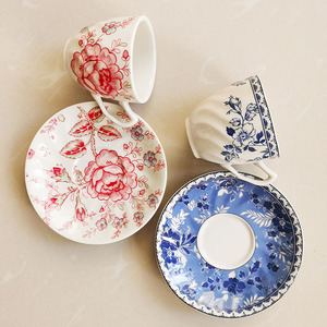 Floral Pattern Espresso <b>Cup</b> Coaster <b>Set</b> Ceramic Dishes & Plates with Coffee <b>Cup</b> - Product Image 3