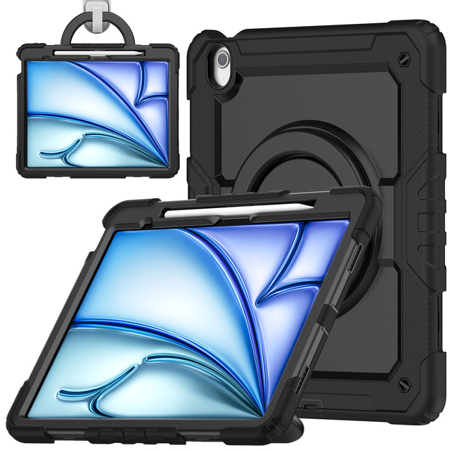 High Quality Luxury Shockproof Kids Silicone PC Tablet Case for iPad Air13 M2 2024 M3 A3268 2025 Case with Shoulder Strap