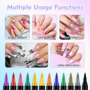 Set di <span class=keywords><strong>Pennarelli</strong></span> <span class=keywords><strong>per</strong></span> Nail Art in Acrilico con Doppia Punta, Penna <span class=keywords><strong>per</strong></span> Decorazione Unghie Non Tossica, Kit <span class=keywords><strong>per</strong></span> Decorazione Unghie Fai-da-Te Senza UV - Product Image 6