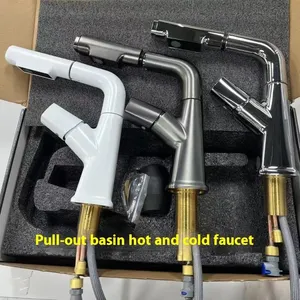 Grifo de <span class=keywords><strong>Lavabo</strong></span> para Baño, Extraíble, Altura Ajustable, Completamente de Cobre, para <span class=keywords><strong>Lavabo</strong></span>, con Agua Fría y Caliente - Product Image 5