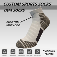 Chaussettes de sport montantes en nylon et polyester tricotées, antibactériennes, à coussinets, de haute qualité, personnalisées pour jeunes hommes, idéales pour la course printanière