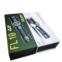 Boîte d'emballage en carton rigide magnétique écologique personnalisée pour lampe torche, avec revêtement UV, gaufrage et insert en mousse recyclable 20*8.5*5 CM
