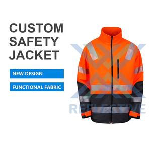 LX jaket Softshell reflektif, jaket Softshell reflektif hitam merah musim dingin, jaket keselamatan kerja reflektif, jaket reflektif konstruksi, baru - Product Image 3