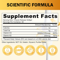 Complément alimentaire de haute qualité pour la santé des os et du cœur, vitamine D3 K2 MK7 en capsules molles, marque privée OEM