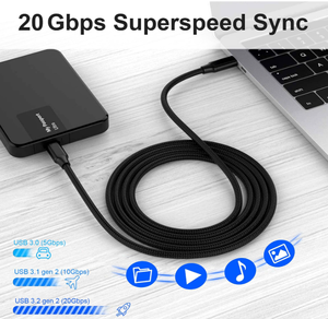 Cavo di Ricarica Rapida PD 100W, <span class=keywords><strong>4K</strong></span> UHD, Trasferimento Dati 20 Gbps, Cavo Intrecciato in Nylon - Product Image 3
