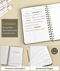 Nuovo Quaderno a Spirale Personalizzato 2026, Copertina Rosa, Formato A5, 150 Pagine Numerate, 100 GSM, Righe College, 5.75" X 8.38" - Product Image 2