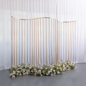 Arco metálico pequeño con acabado electrochapado para decoración de pared floral en celebraciones de bodas, soporte para flores - Product Image 1