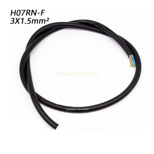 H07RN-F 3 Core Sheathed Wire Bare Copper Core Cable 1.5 Mm² 3 Core Power Cord Black Rubber Cable Extension Cord