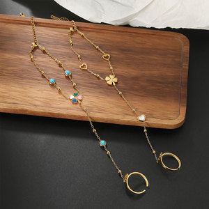 Pulseras de Dedo de Acero Inoxidable 316L que No se Deslustran, Chapadas en Oro PVD de 14k y 18k, Cadena de Mano para Novia, Anillo de Pulsera de Diseño para Mujer - Product Image 1
