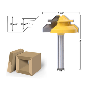 45 Degree Lock Miter Router Bit Woodwork Tenon <b>Cutter</b> Tool W/1/4 Inch Shank <b>Milling</b> <b>Cutter</b> Woodworking Tool - Product Image 1