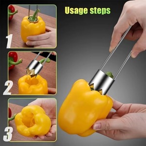 2 pieces of stainless steel core remover <b>tools</b>, suitable for apples, peppers, tomatoes, and fruit core removal. Durable and easy - Product Image 5