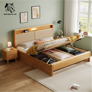Venta directa de fábrica, mejor precio, personalizable, gran stock, ecológico, cama king de 1.8m, nuevo diseño, muebles de dormitorio, estructura de cama king de madera. - Product Image 3