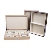 Boîte de rangement à bijoux en bois à double couche, boîte organisatrice de bijoux de luxe multi-compartiments pour bagues, colliers, bracelets