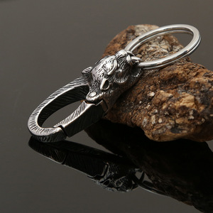 Yunnique – porte-clés tête de tigre en acier inoxydable, pendentif animal créatif pour hommes, porte-clés de voiture, boucle de bijoux - Product Image 2