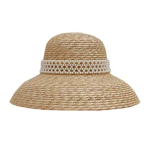 Wholesale Summer New Fashion Cheap Natural Wheat Straw Brim Wide Straw Hatbeach Sun Hat for Ladies