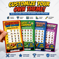 Tarjeta de juego de doble cara con cinco ventanas y patrones impresos a todo color de alta calidad para eventos de recaudación de fondos
