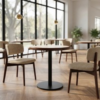 Table de café ronde commerciale pour restaurant, salon de thé, café, plateau en marbre, support en métal, personnalisable