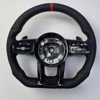 Volant en cuir en forme de D avec marque de centrage rouge et design sport sculpté pour Mercedes-Benz Classe C/Classe E