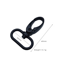 Mousqueton pivotant de luxe en alliage de zinc noir de 38 mm avec boucle de sangle, pivotant à 360 degrés, antirouille, écologique et robuste