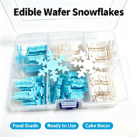 Ensemble de papier gaufré comestible motif flocons de neige, boîte de rangement transparente, vente en gros, directement de l'usine, fourniture OEM, décorations pour gâteaux de mariage en stock