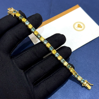 Pulsera de Cadena de Tenis con Diamantes de Moissanita Redondos y Brillantes de Plata de Ley 925 Clásica para Mujer