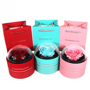 Boîte à bijoux en acrylique transparente ronde en forme de cylindre avec double emballage pour la Saint-Valentin, femmes et filles - Product Image 1