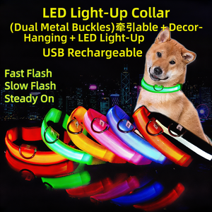 Leuchtendes USB-Aufladbares LED-Hundehalsband mit Polyester-Drahtgeflecht, Dehnbar, Großhandel ab Werk - Product Image 2