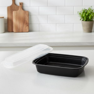 Conteneur alimentaire rectangulaire jetable en plastique PP, pliable, compatible micro-ondes, avec couvercle hermétique, grande capacité pour la restauration - Product Image 1