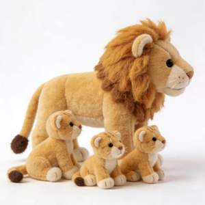 Peluche Gigante Realista de Leona con 3 Cachorros de León, Adorable Set Familiar de Animales de Peluche, Juguetes Interactivos de Animales de la Selva - Product Image 3