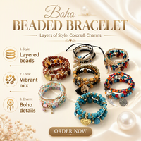 Bracelet unisexe en bois bohème en forme de cœur, avec pampilles créatives et perles multicouches – Nouveauté en promotion