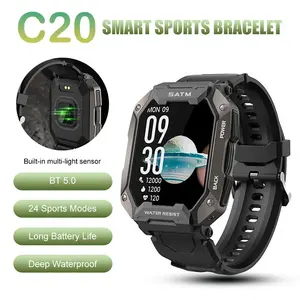 Rough C20 Smartwatch Reloj Inteligente 1.71 pouces Sport de plein air 5ATM hommes étanche Style <span class=keywords><strong>militaire</strong></span> C20 montre intelligente - Product Image 3