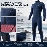 Combinaison de plongée en néoprène 3/4 mm pour le surf, fermeture éclair avant, une pièce, super extensible, pour les clubs de surf