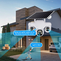 Caméra de surveillance extérieure résidentielle V380PRO 12MP IP66 8W solaire PTZ à triple objectif, trois écrans, 4G WiFi