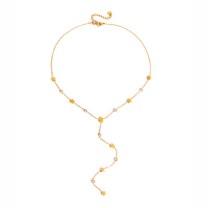 Collier Y Lariat en acier inoxydable plaqué or 18 carats avec zircon blanc étincelant pour femmes, J&D Jewelry - Product Image 6
