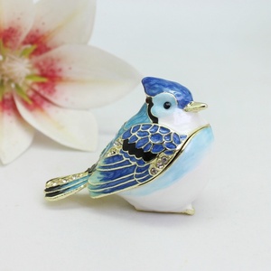 SHINNYGIFTS <span class=keywords><strong>peint</strong></span> à la main oiseaux Animal boîte à bijoux en métal bibelot boîte pour anneau Figurine Collection maison décorative émail <span class=keywords><strong>oiseau</strong></span> - Product Image 5