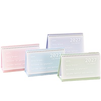 DOMIKEE 2027 Nouveau Calendrier de Bureau Imprimé Design Créatif Minimaliste Papier Couché Estampillé à Chaud avec Bloc-Notes