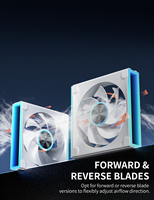 Ventilador de caja ARGB blanco de 120 mm, ventilador de PC silencioso PWM de alto flujo de aire a 1550 RPM, diseño de espejo infinito con aspas direccionadas hacia adelante