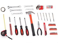 Ensemble d'outils ménagers en fer rouge de 148 pièces, kit d'outils à main pour la maison avec boîte de rangement en plastique
