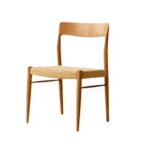 复古实木餐椅家用中世纪椅樱桃木家具背藤椅